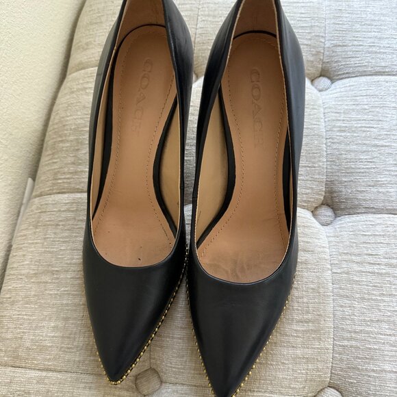 COACH Black Leather High Heel Shoe size 7.5 - Picture 8 of 16